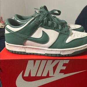 Nike Forest Green and White Athletic Shoes